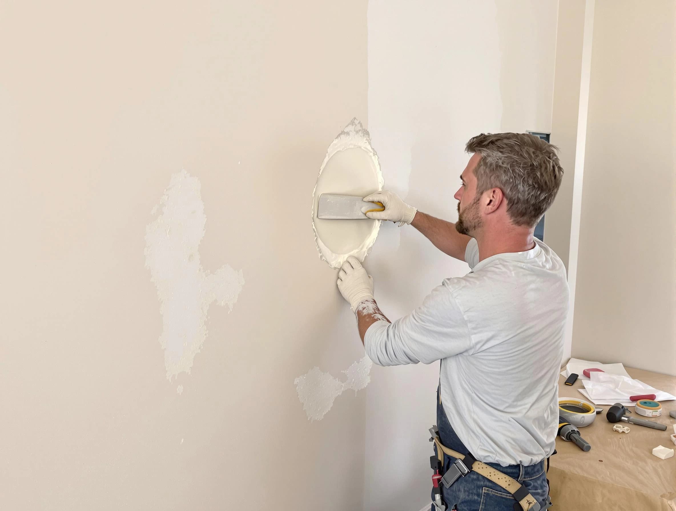 Wadsworth House Painters technician patching a drywall hole in Wadsworth, OH