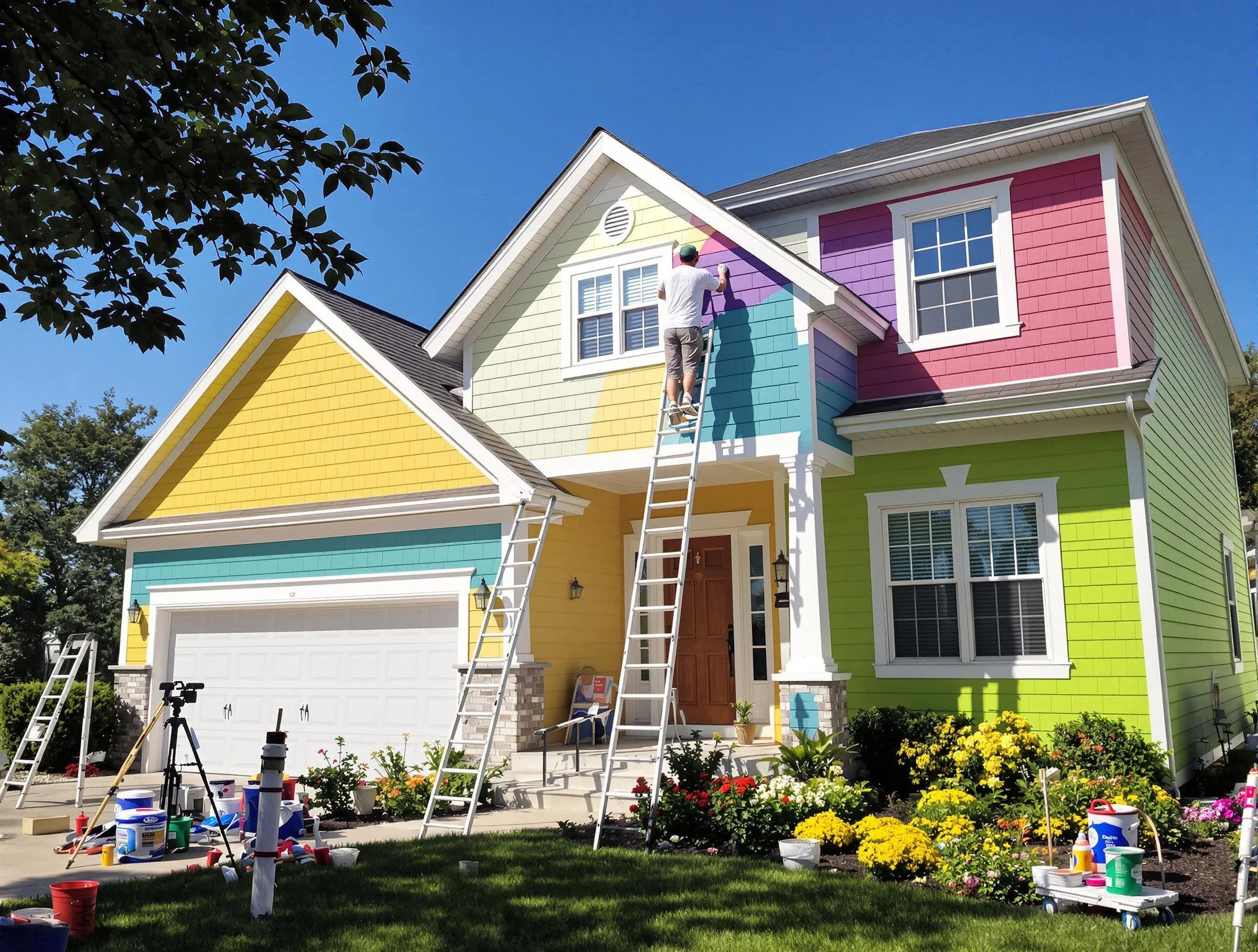 Wadsworth House Painters professionals painting a home exterior in Wadsworth, OH