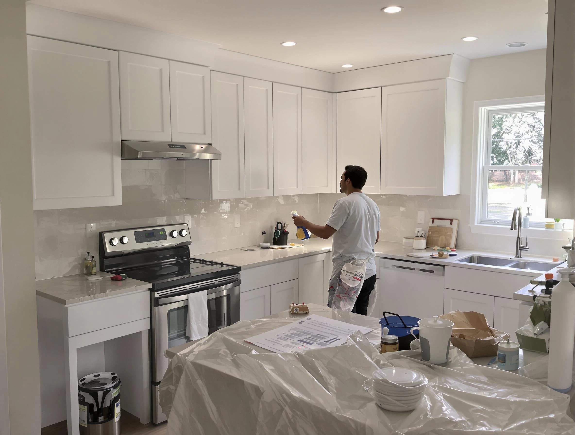 Wadsworth House Painters performing detailed kitchen painting in Wadsworth