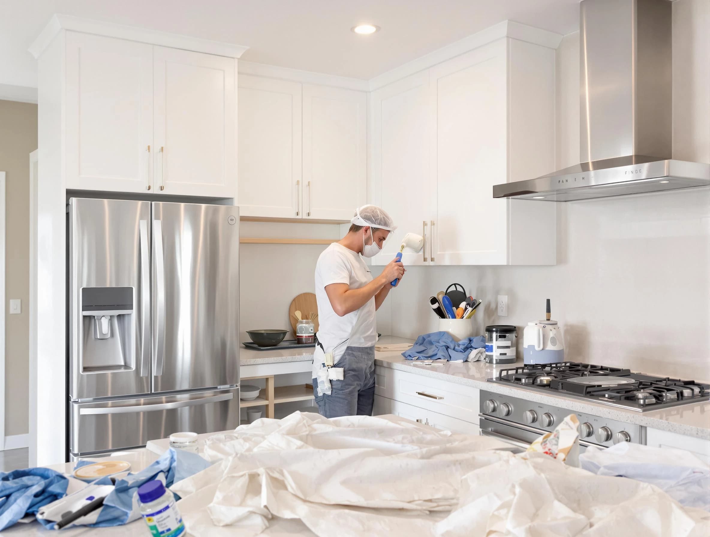 Wadsworth House Painters painter applying a fresh coat in a kitchen located in Wadsworth, OH